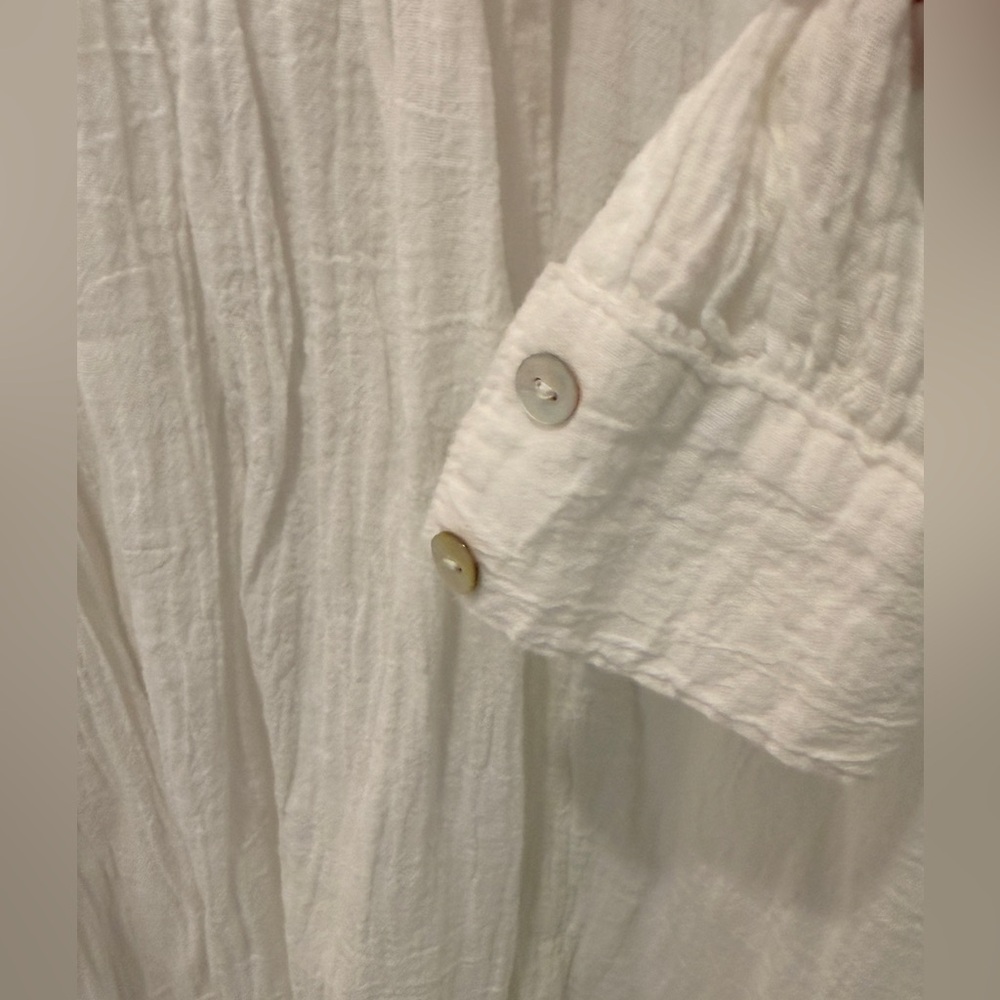 Honorine White Cotton Boho Short Dress Size L Beach Vacation Swim Coverup - Picture 6 of 8
